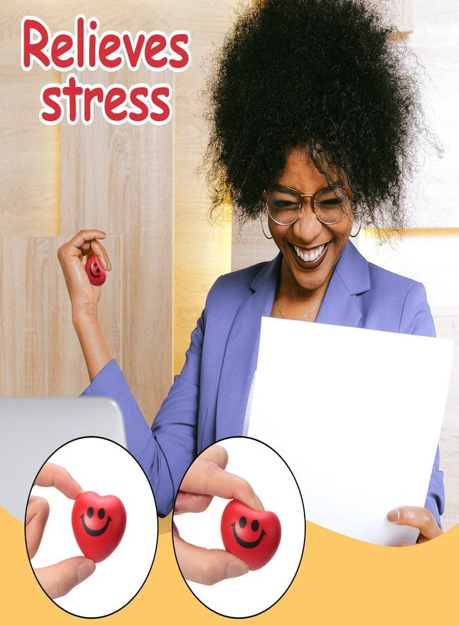 سيفانير ٣٦ قطعة من كرات تخفيف التوتر على شكل قلب لعيد الحب، كرات إسفنجية صغيرة مرحة على شكل وجه مبتسم، مثالية لتزيين أكياس الهدايا في حفلات المدرسة والكرنفالات، متوفرة بألوان الأحمر والوردي والبنفسجي. - Image 5